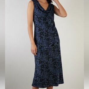 Piperlime Collection Blue Black Abstract Print Sleeveless Midi Dress Size S